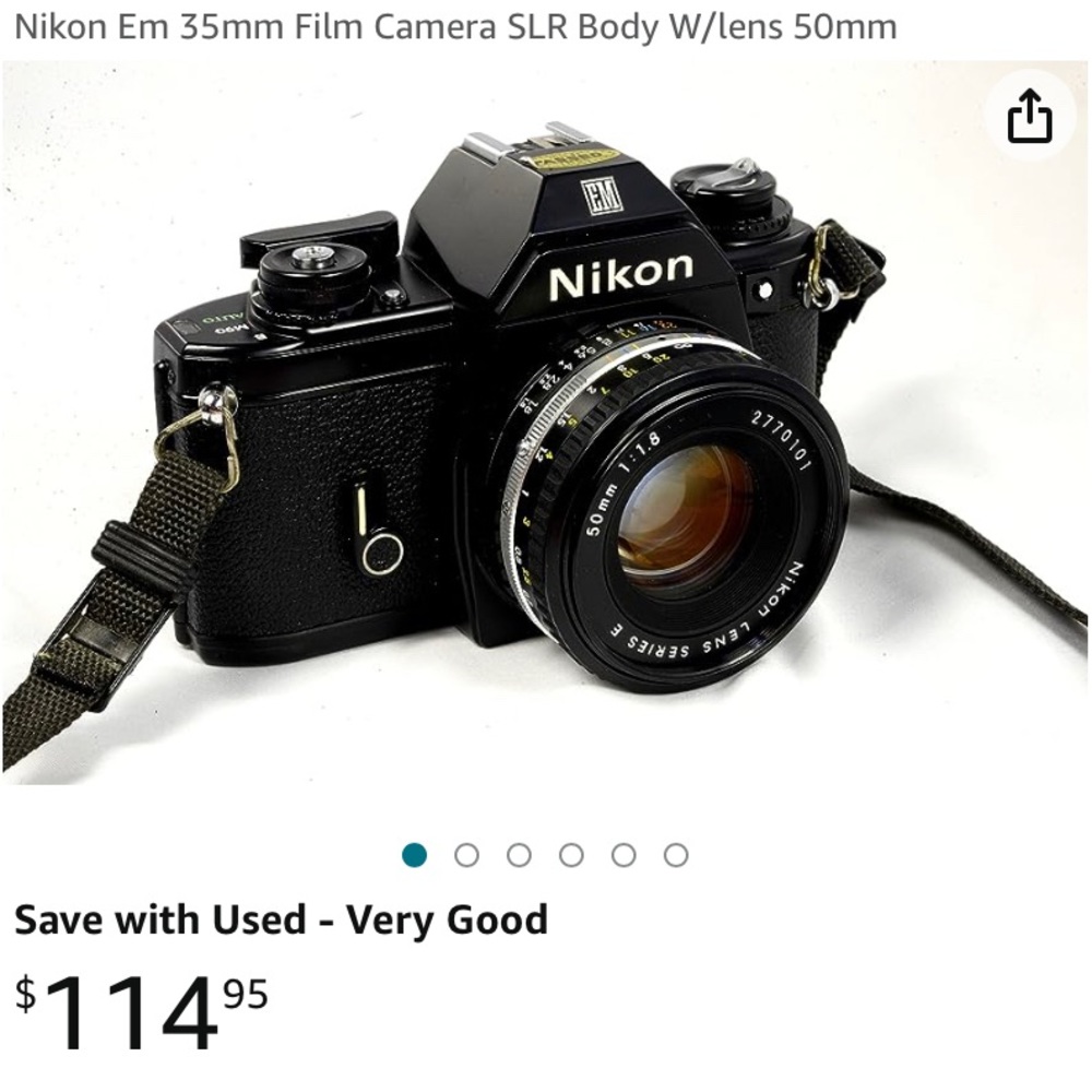 Nikon Em 35mm Film Camera SLR Body W/lens 50mm